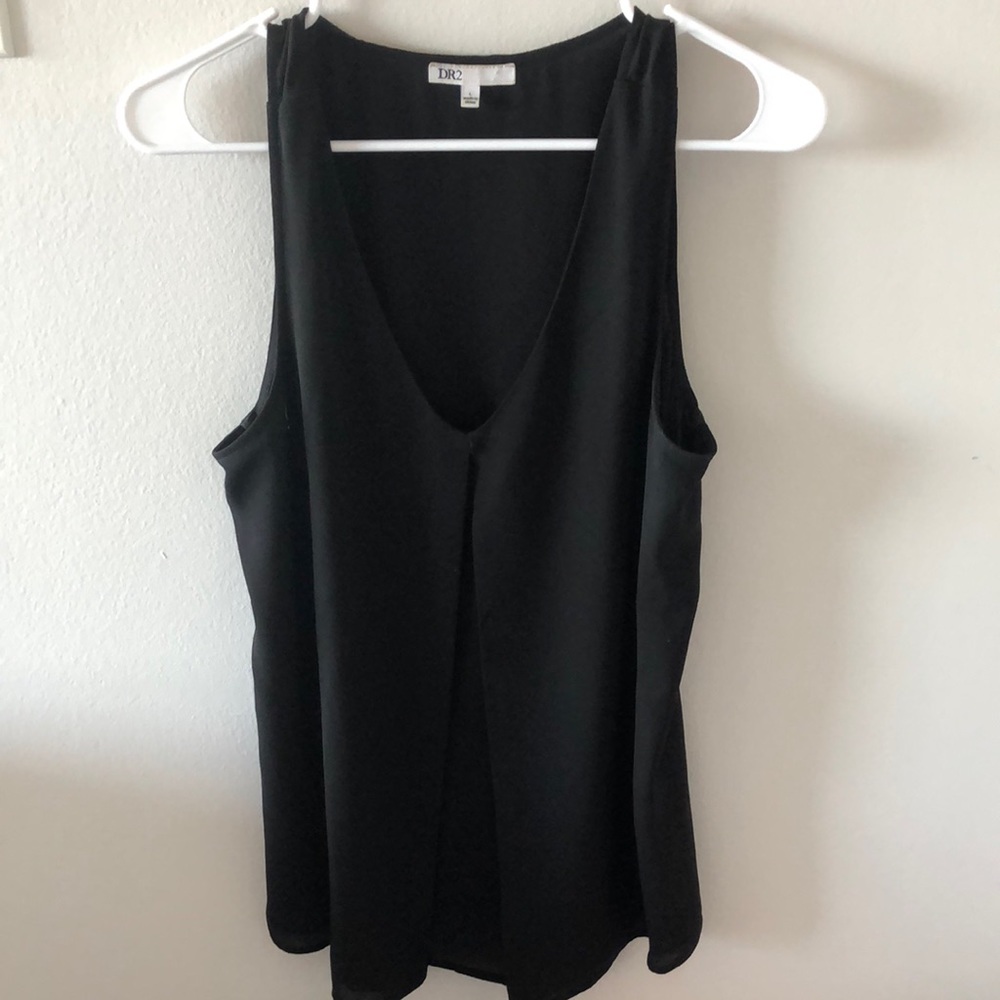 Black v-cut tank with front cape detail